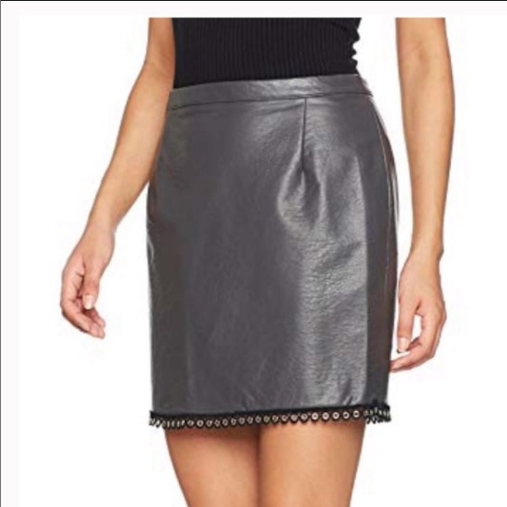 MINKPINK Faux Grey Leather Skirt